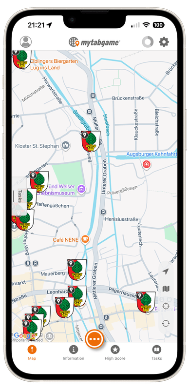example mapview mytabgame scavenger hunt augsburg
